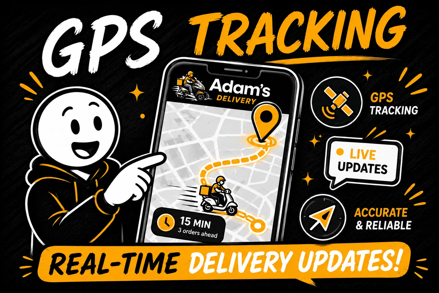 Adam's Delivery GPS tracking with live delivery updates