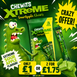 Chewits Xtreme Extremely Sour Apple Chews (3x34g)